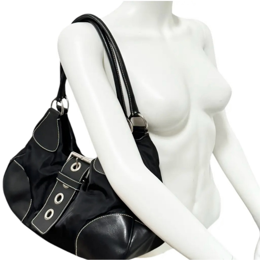 Vintage Prada Nylon buckle large half moon hobo shoulder bag